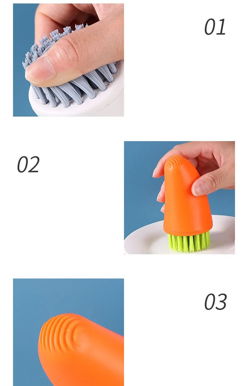 Carrot-shaped nylon kitchen cleaning brush in orange colour, 14.5cm length