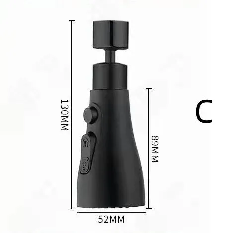 Universal pressurised kitchen faucet sprayer with rotating head and three water mode settings