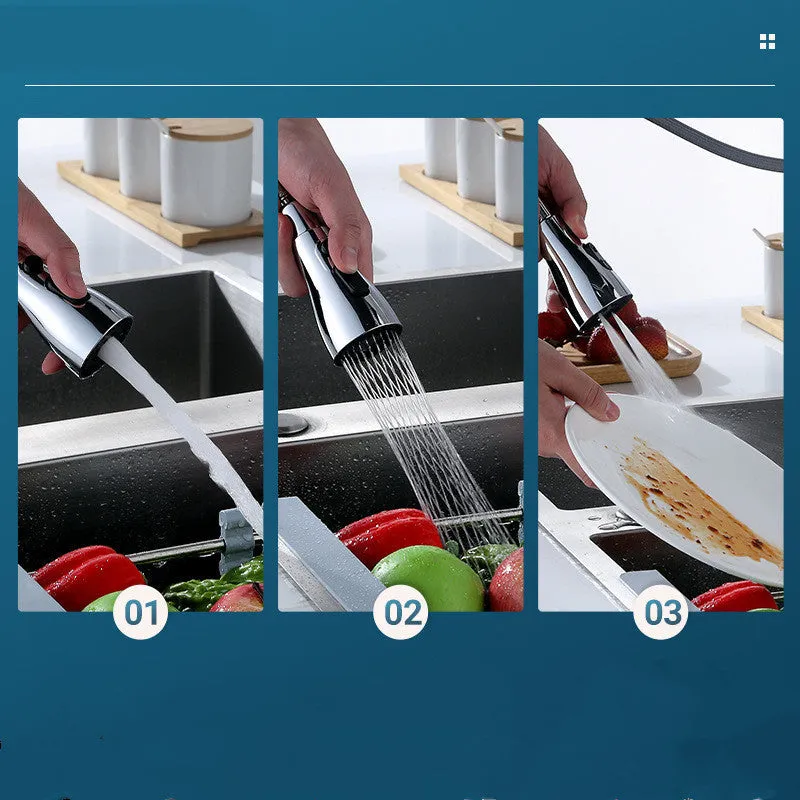 Universal pressurised kitchen faucet sprayer with rotating head and three water mode settings