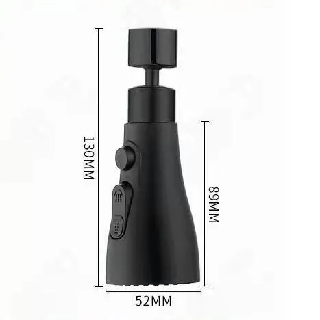 Universal pressurised kitchen faucet sprayer with rotating head and three water mode settings