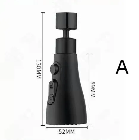 Universal pressurised kitchen faucet sprayer with rotating head and three water mode settings