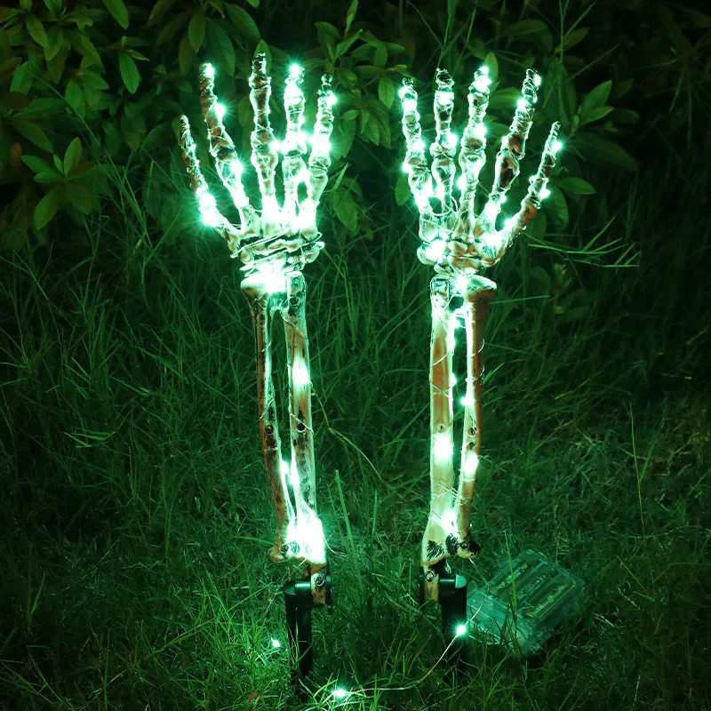 PVC plastic Halloween skeleton arm hand LED light with ground stake for outdoor decoration