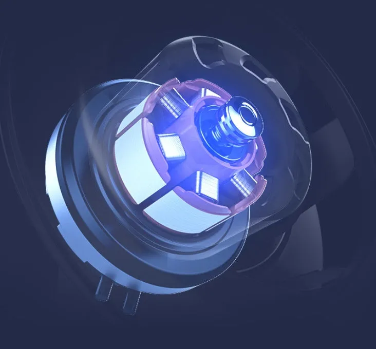 Blue foldable USB desk fan with LED light, shown in open position with 300° head tilt