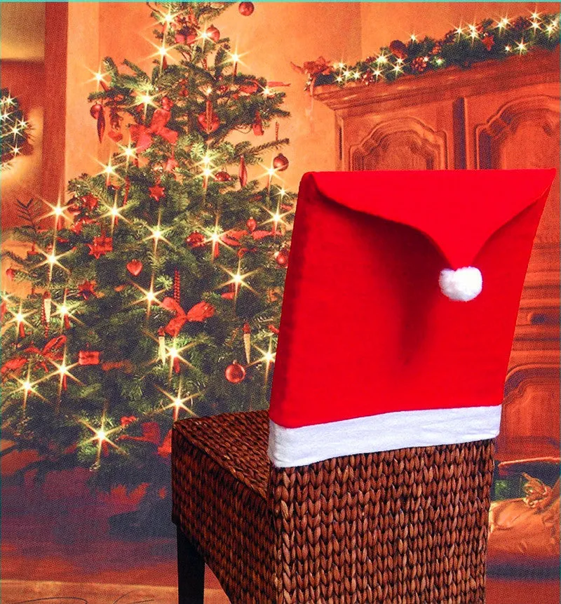 Christmas chair cover set with Santa Claus and snowman designs on dining chair