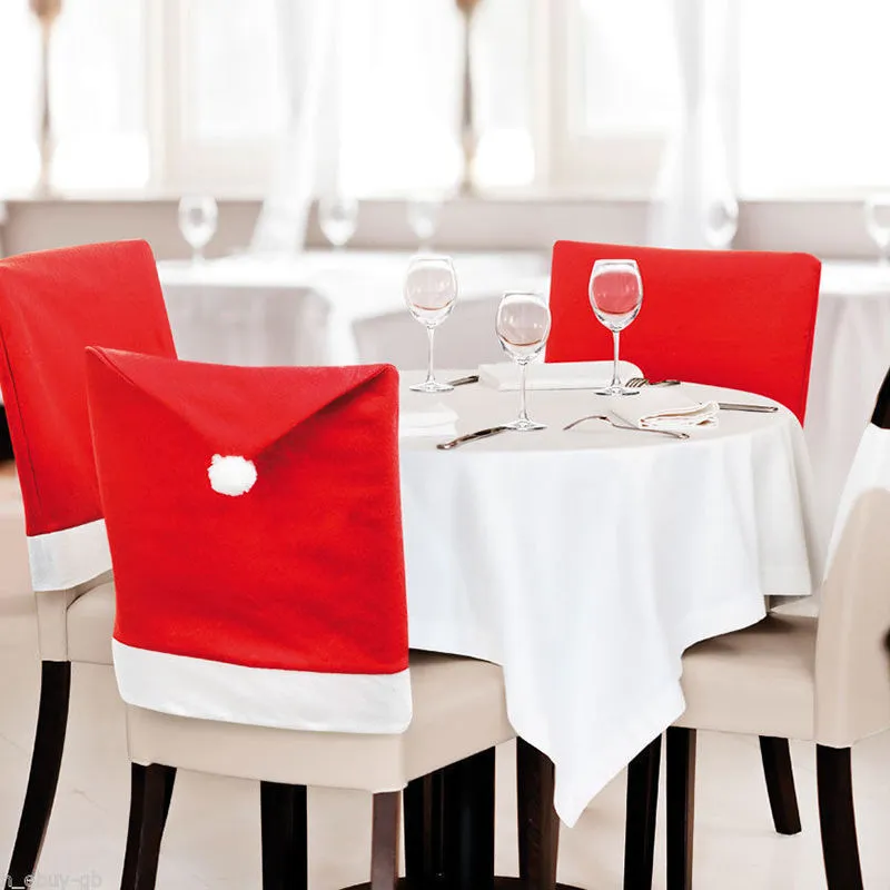 Christmas chair cover set with Santa Claus and snowman designs on dining chair