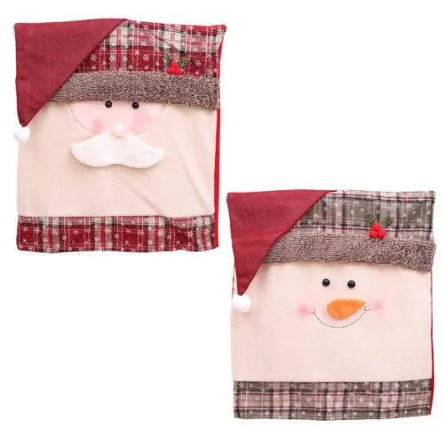 Christmas chair cover set with Santa Claus and snowman designs on dining chair
