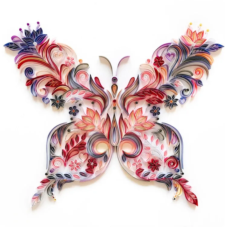 20 inch handmade butterfly quilling paper craft kit with tools on blue background