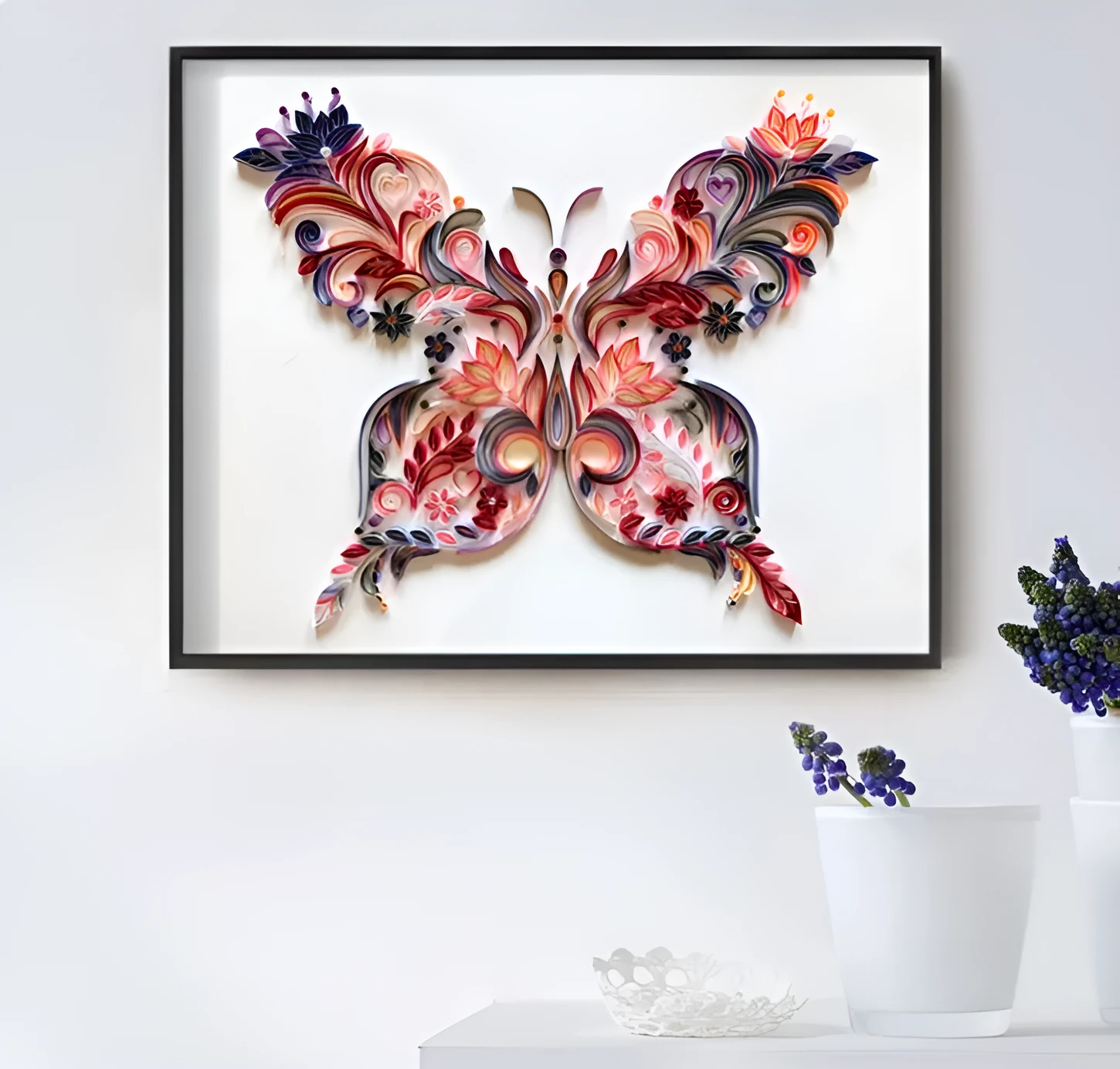 20 inch handmade butterfly quilling paper craft kit with tools on blue background