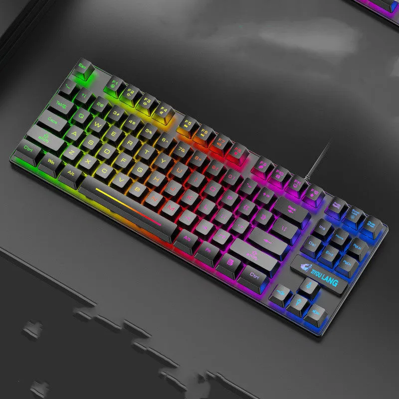 A compact mechanical gaming keyboard in a choice of colours on a desk