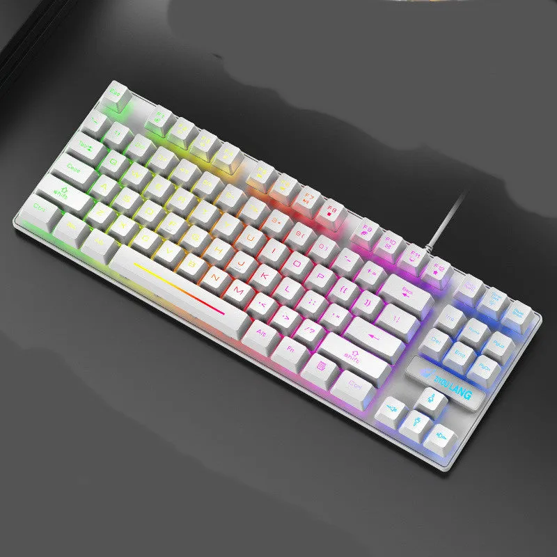 A compact mechanical gaming keyboard in a choice of colours on a desk