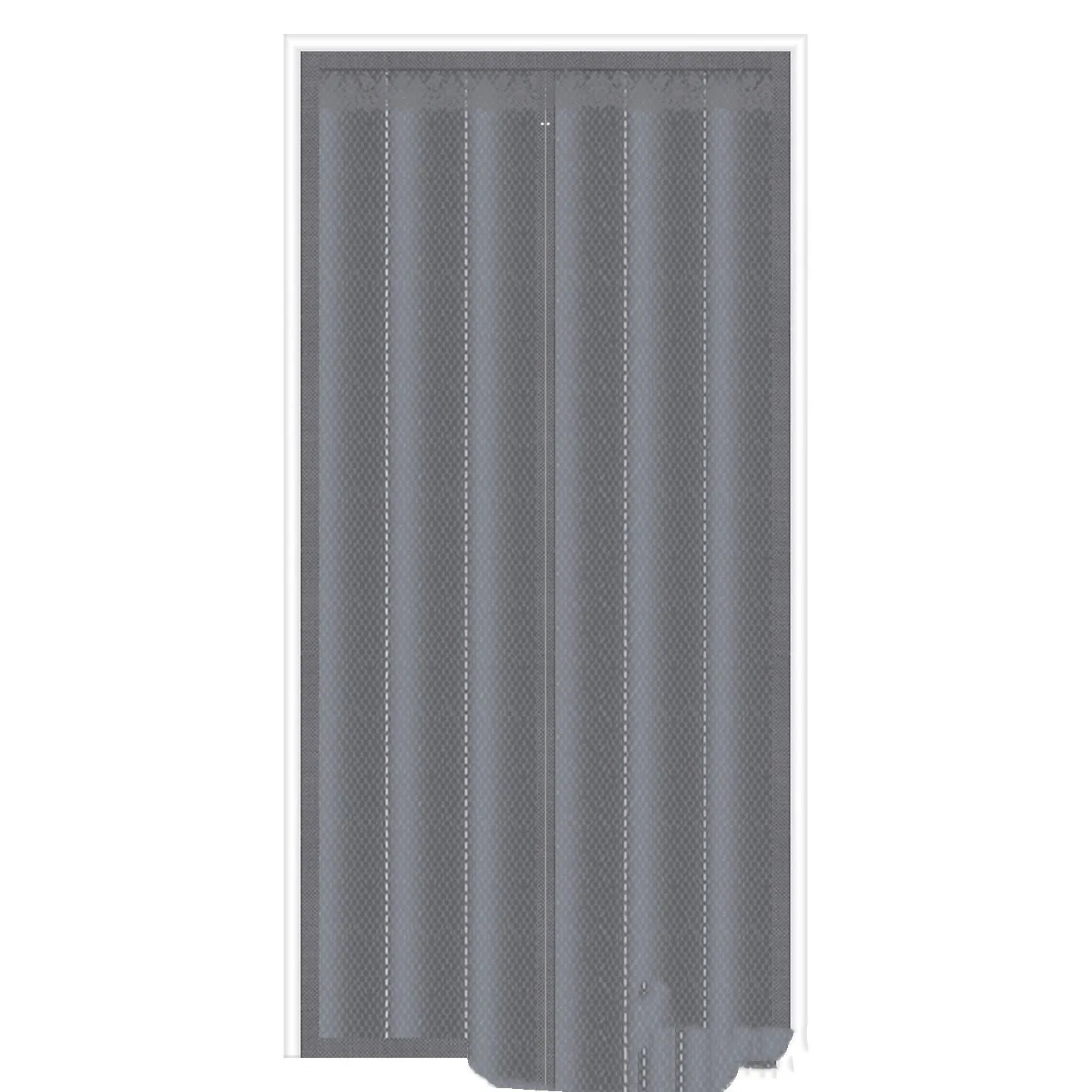 Full seam long magnetic strip cotton door curtain in New Chinese style, shown in grey colour.