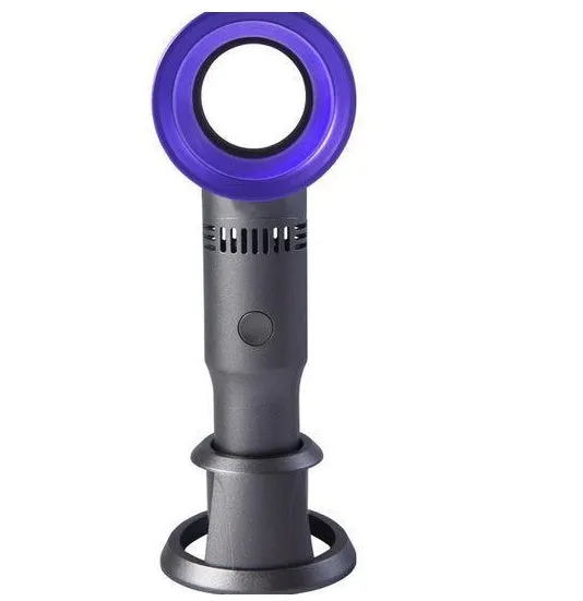 A portable bladeless desk fan with USB charging cable, shown in one of the available colours such as blue, black, or white.