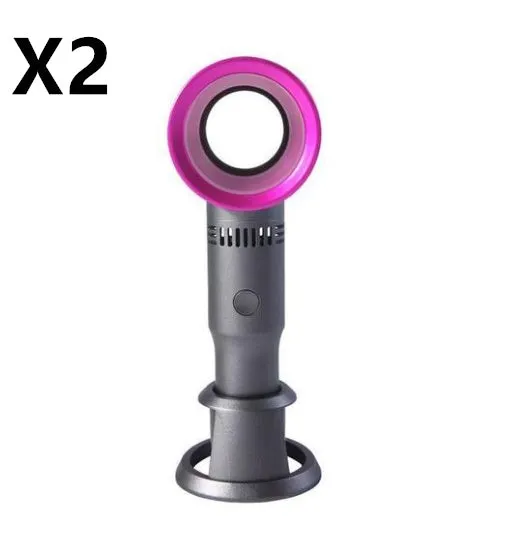 A portable bladeless desk fan with USB charging cable, shown in one of the available colours such as blue, black, or white.