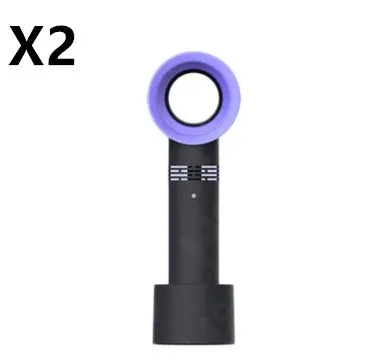 A portable bladeless desk fan with USB charging cable, shown in one of the available colours such as blue, black, or white.