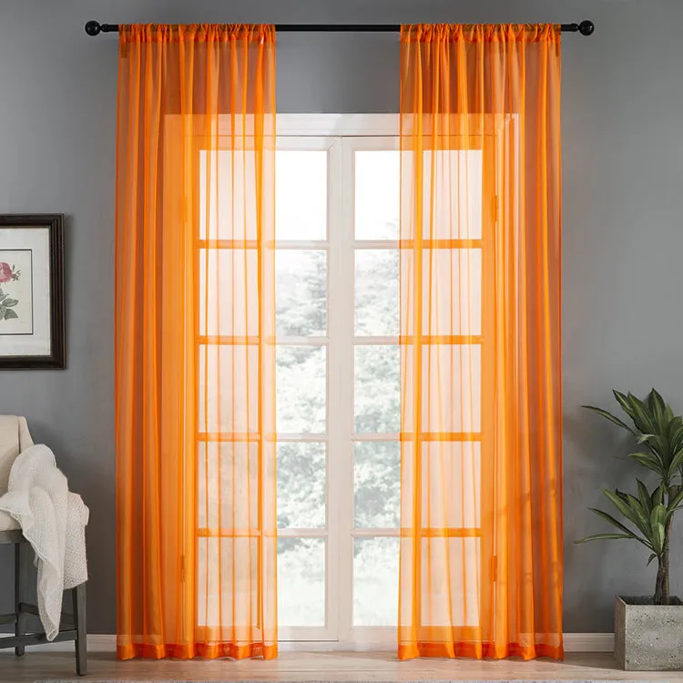 Black modern simple cotton linen window screen curtain with light transmission feature