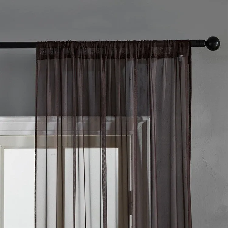 Black modern simple cotton linen window screen curtain with light transmission feature