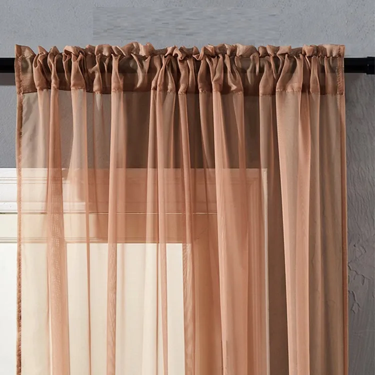 Black modern simple cotton linen window screen curtain with light transmission feature