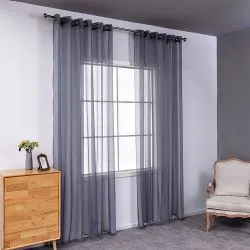 Black modern simple cotton linen window screen curtain with light transmission feature