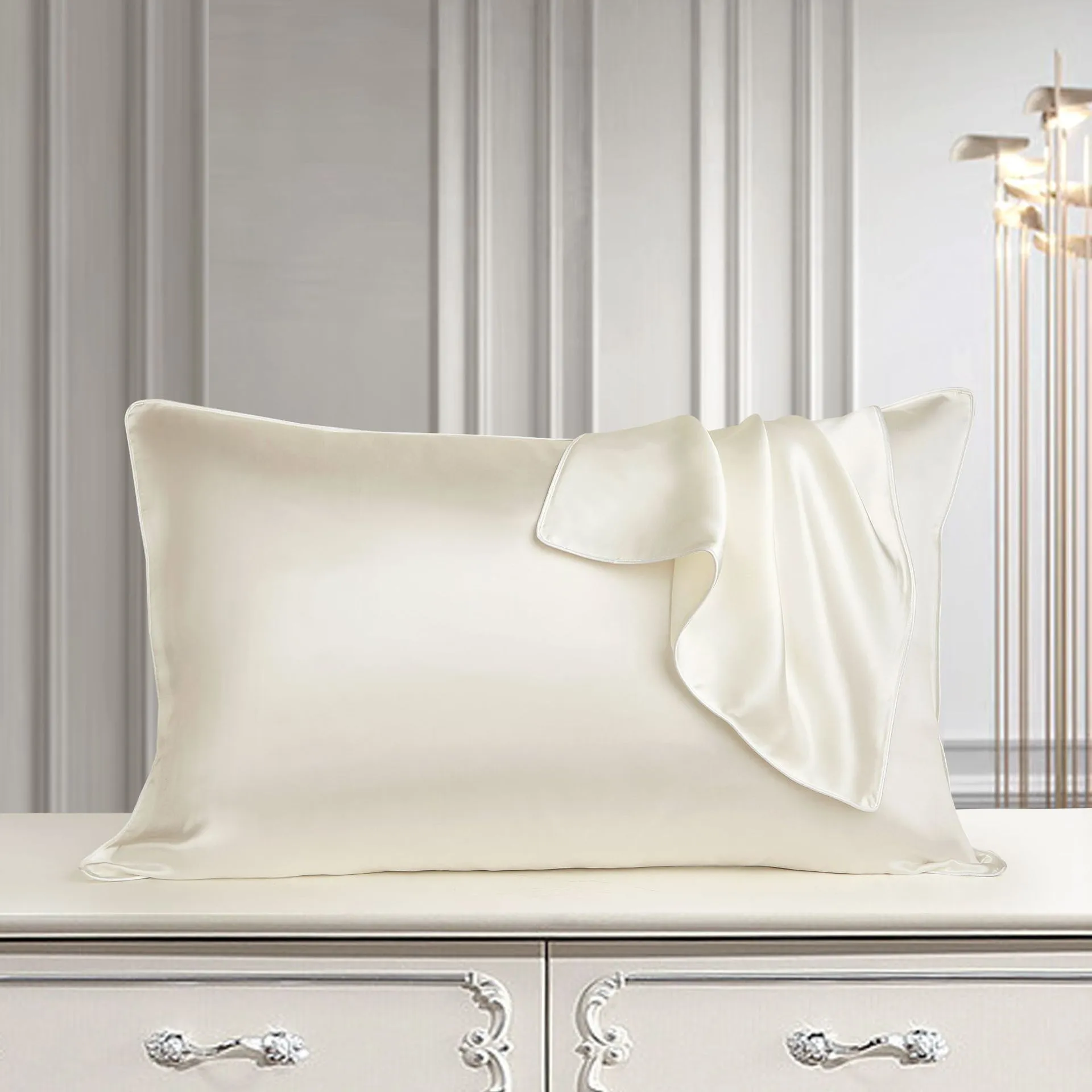 48x74cm mulberry silk single pillowcase in palace luxury style with reactive print.
