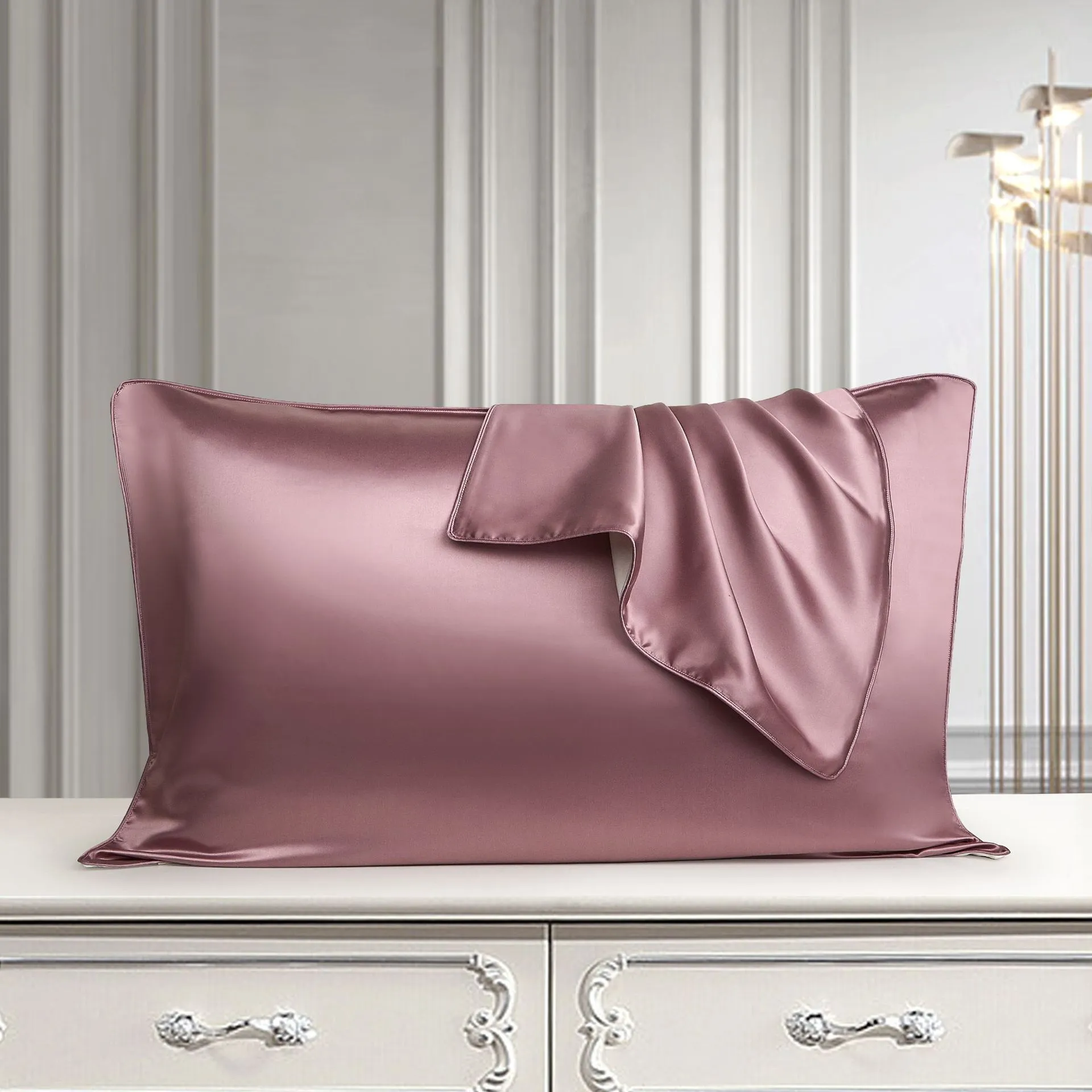 48x74cm mulberry silk single pillowcase in palace luxury style with reactive print.