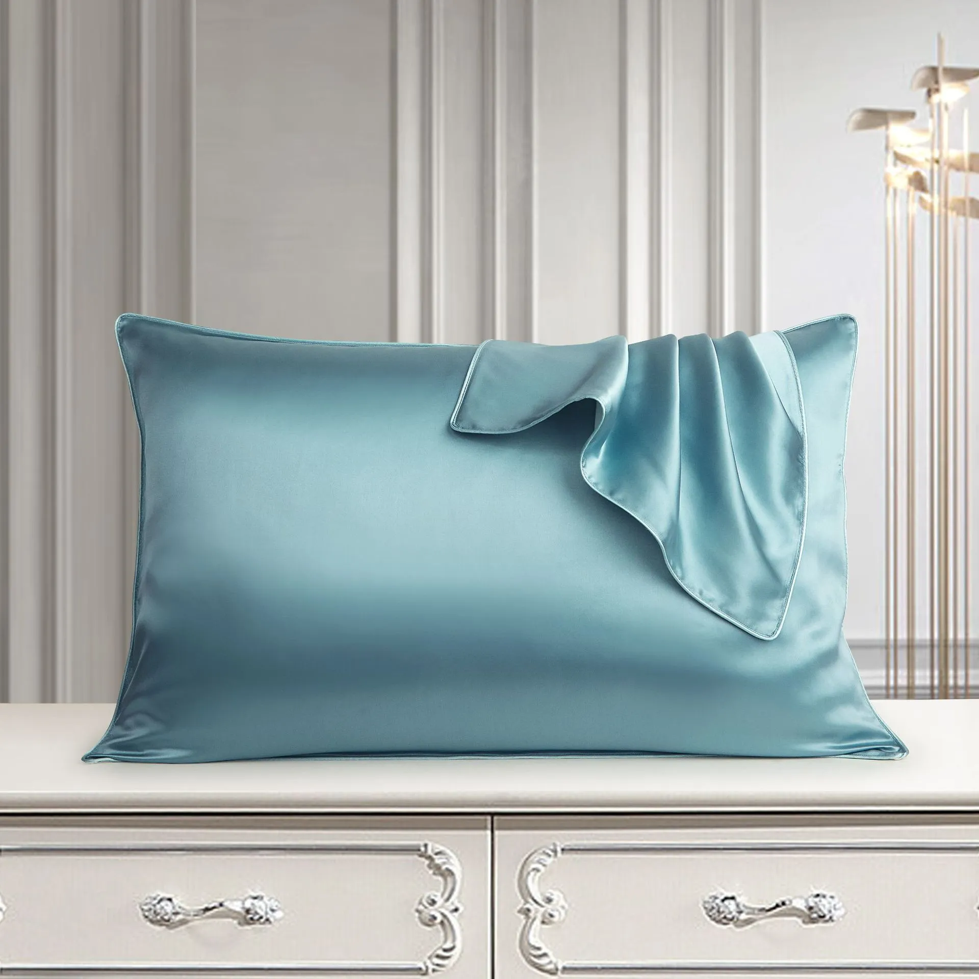 48x74cm mulberry silk single pillowcase in palace luxury style with reactive print.