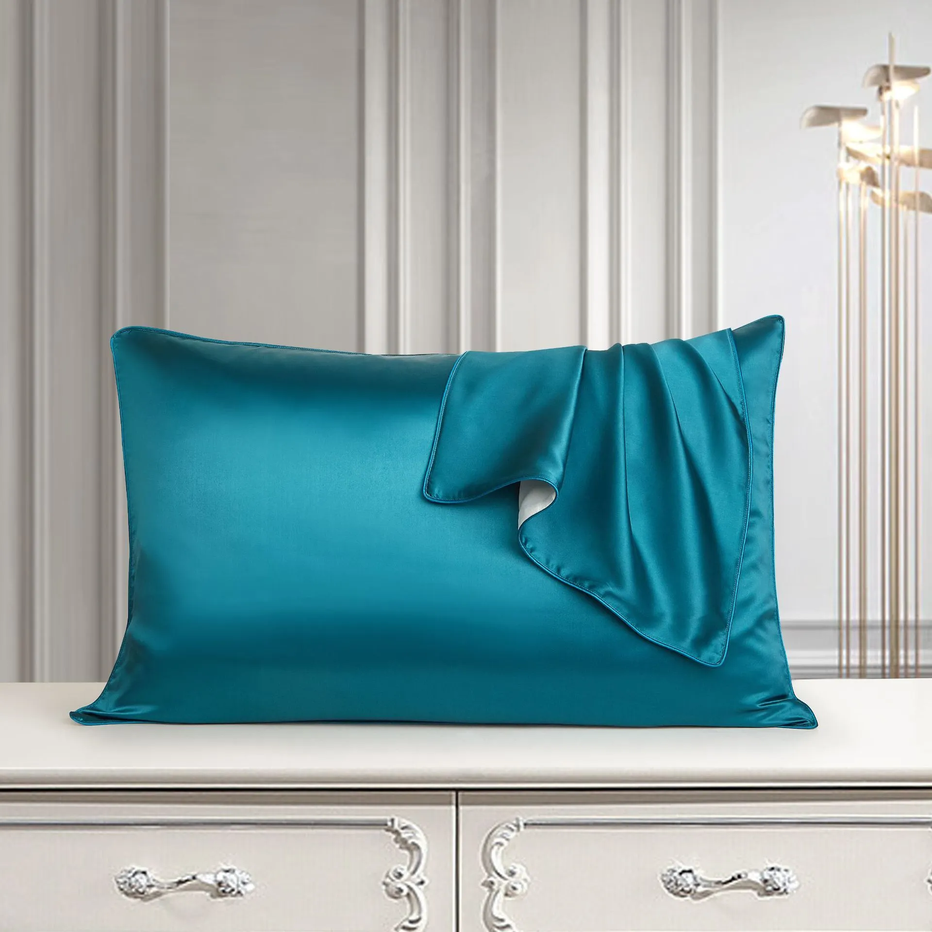 48x74cm mulberry silk single pillowcase in palace luxury style with reactive print.