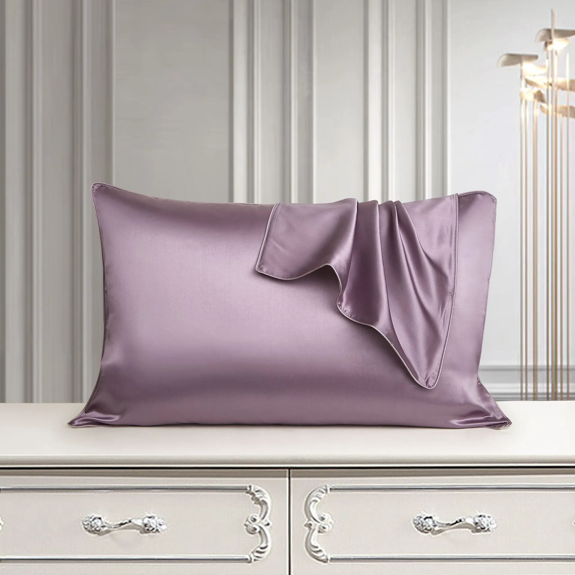 48x74cm mulberry silk single pillowcase in palace luxury style with reactive print.