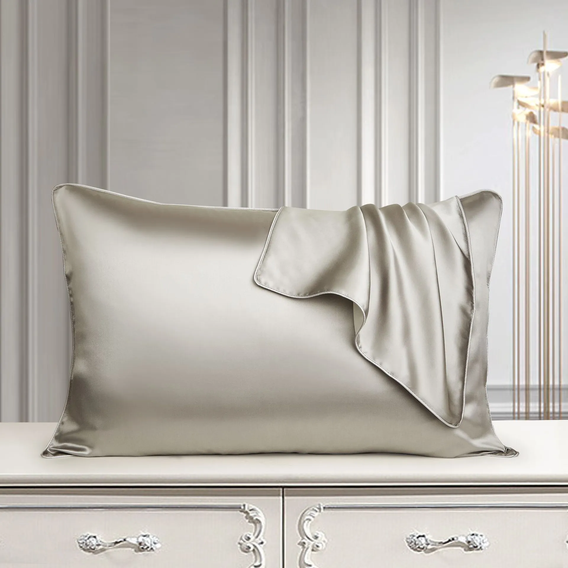 48x74cm mulberry silk single pillowcase in palace luxury style with reactive print.