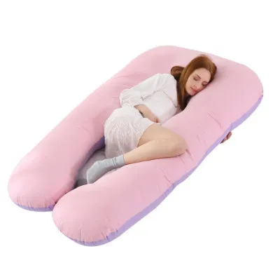 U-shape full body pillow 140x80cm with removable cotton cover for pregnancy back and belly support