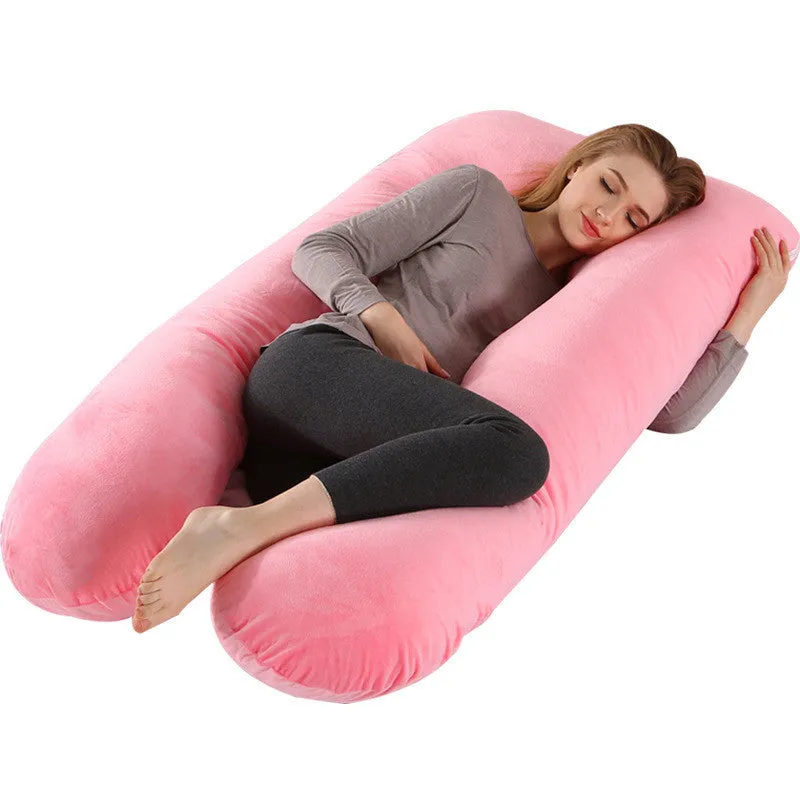 U-shape full body pillow 140x80cm with removable cotton cover for pregnancy back and belly support