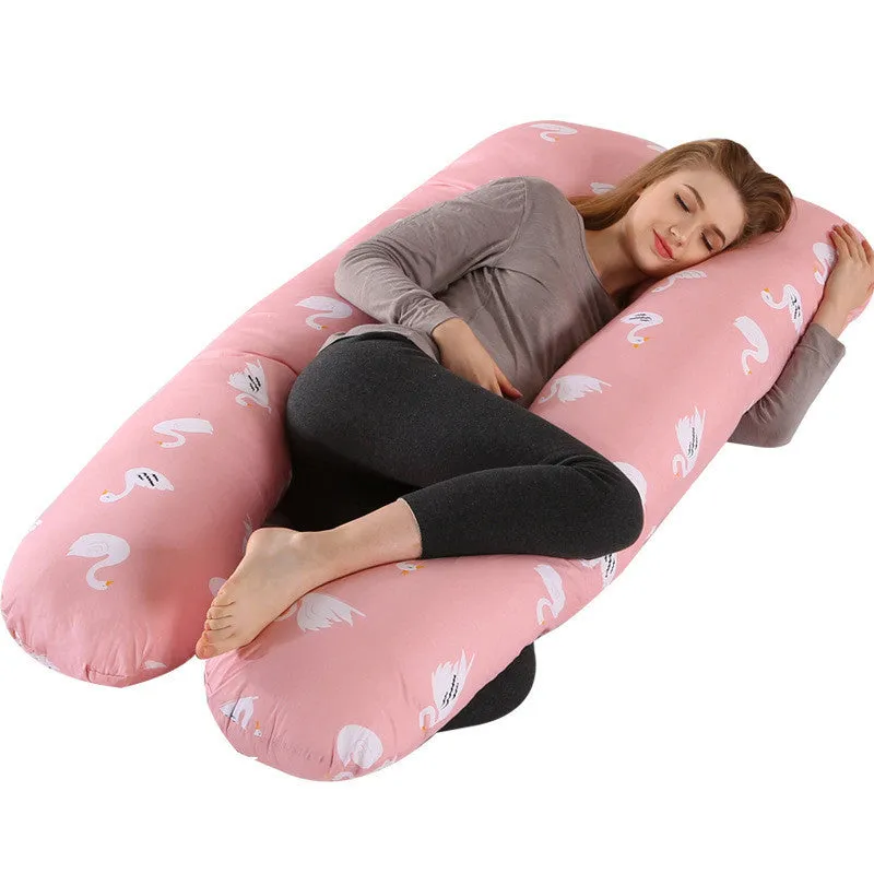 U-shape full body pillow 140x80cm with removable cotton cover for pregnancy back and belly support