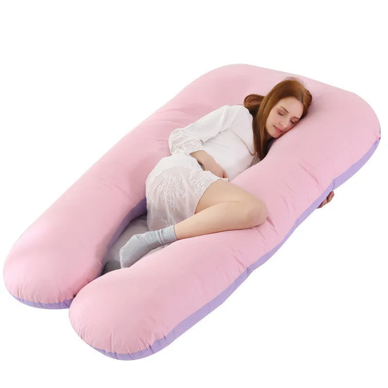 U-shape full body pillow 140x80cm with removable cotton cover for pregnancy back and belly support