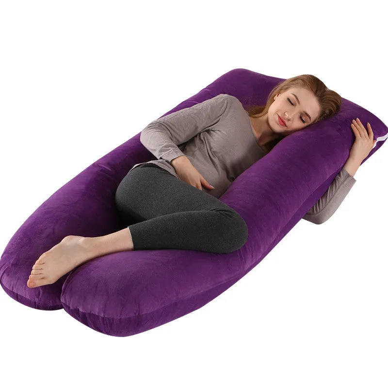 U-shape full body pillow 140x80cm with removable cotton cover for pregnancy back and belly support