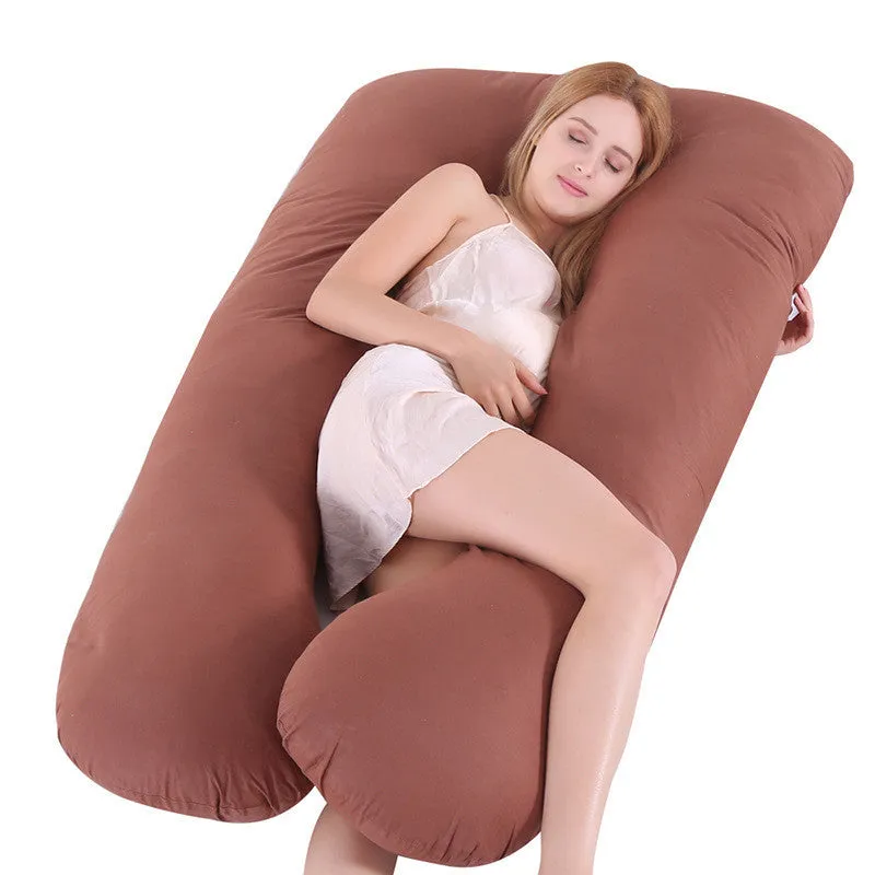 U-shape full body pillow 140x80cm with removable cotton cover for pregnancy back and belly support