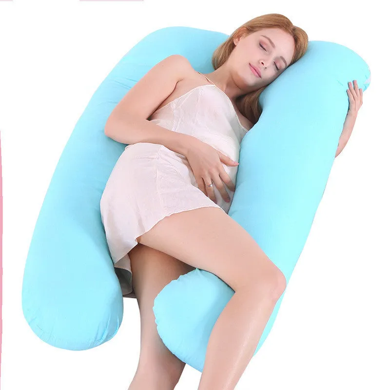 U-shape full body pillow 140x80cm with removable cotton cover for pregnancy back and belly support