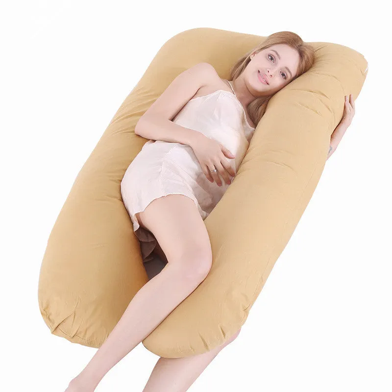 U-shape full body pillow 140x80cm with removable cotton cover for pregnancy back and belly support