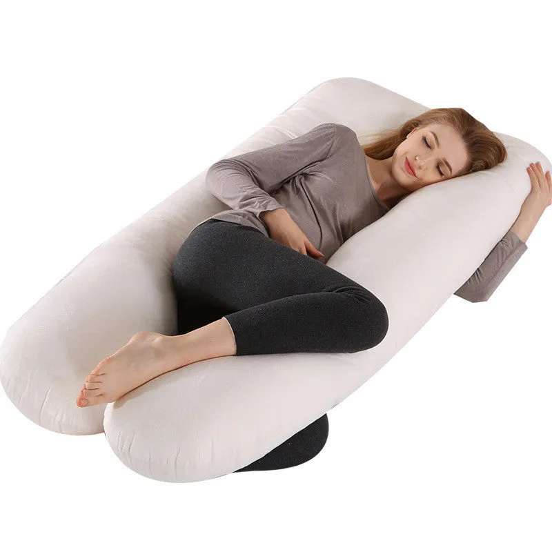 U-shape full body pillow 140x80cm with removable cotton cover for pregnancy back and belly support