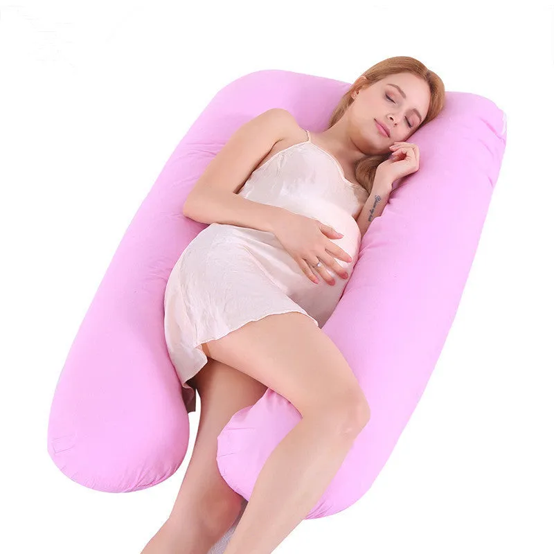 U-shape full body pillow 140x80cm with removable cotton cover for pregnancy back and belly support