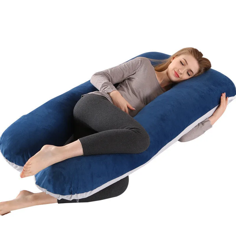U-shape full body pillow 140x80cm with removable cotton cover for pregnancy back and belly support
