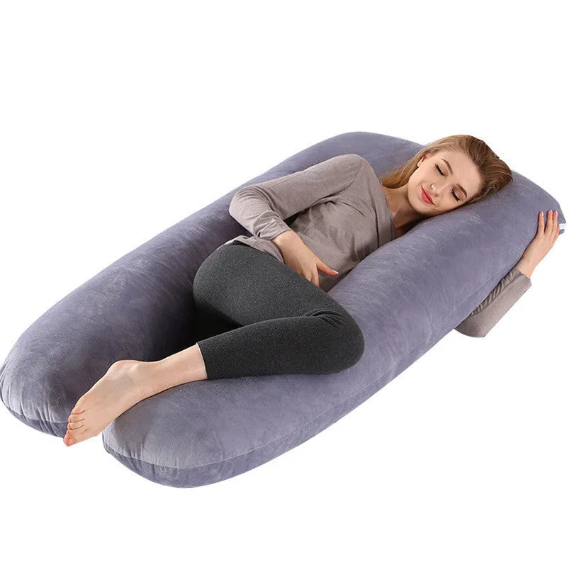 U-shape full body pillow 140x80cm with removable cotton cover for pregnancy back and belly support