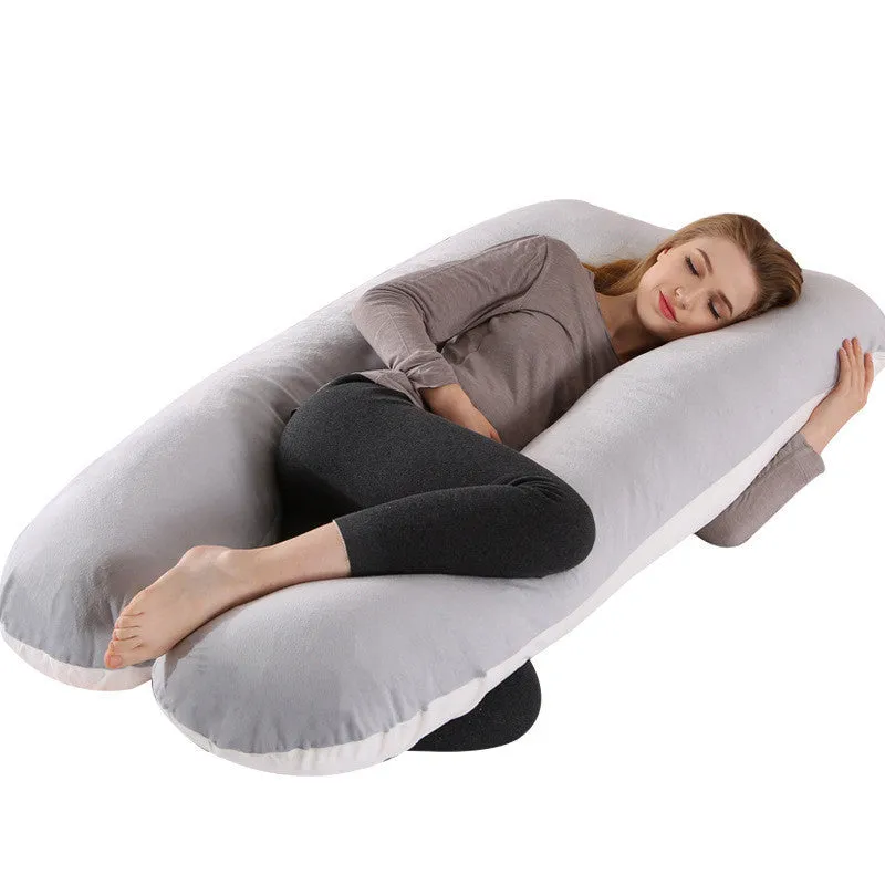 U-shape full body pillow 140x80cm with removable cotton cover for pregnancy back and belly support