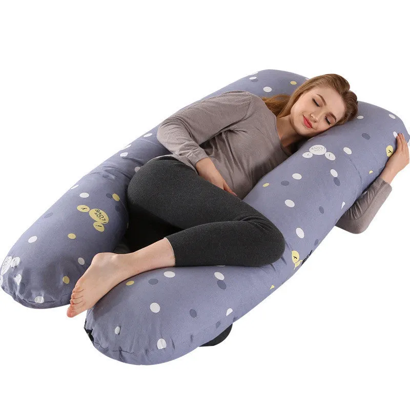 U-shape full body pillow 140x80cm with removable cotton cover for pregnancy back and belly support
