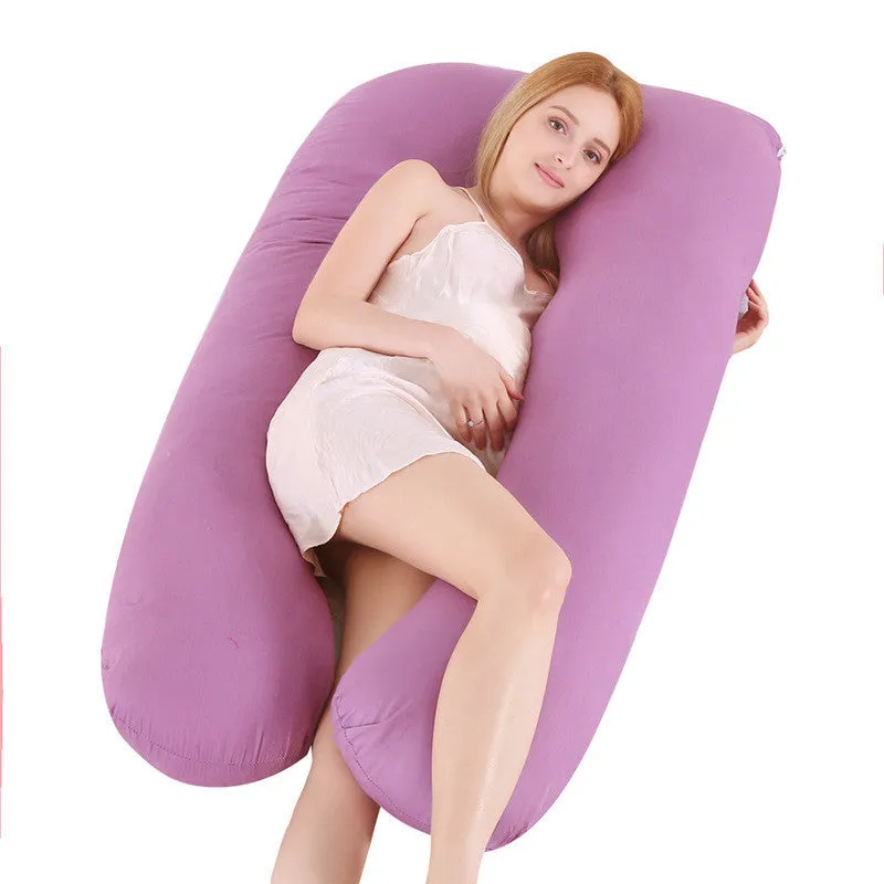 U-shape full body pillow 140x80cm with removable cotton cover for pregnancy back and belly support