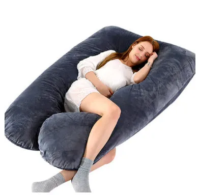 U-shape full body pillow 140x80cm with removable cotton cover for pregnancy back and belly support