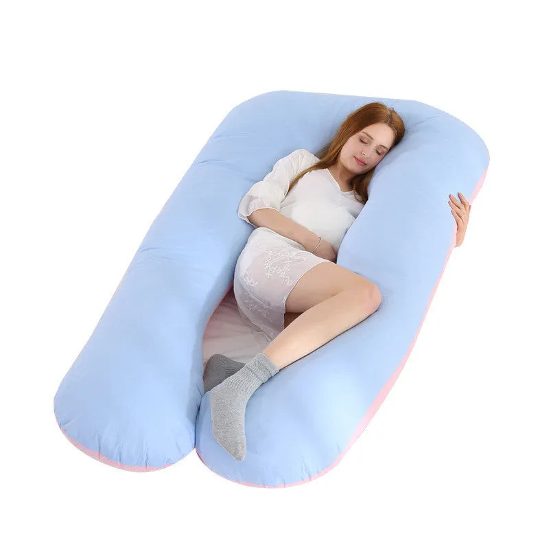 U-shape full body pillow 140x80cm with removable cotton cover for pregnancy back and belly support