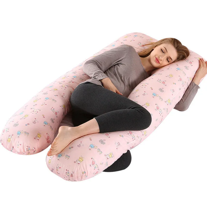 U-shape full body pillow 140x80cm with removable cotton cover for pregnancy back and belly support