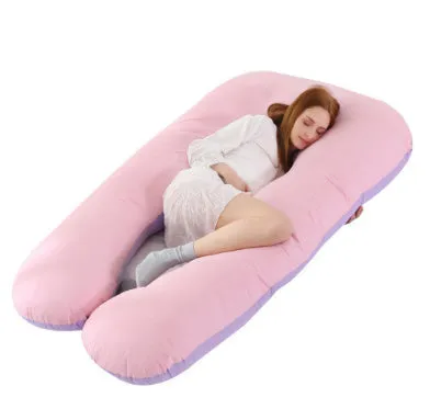U-shape full body pillow 140x80cm with removable cotton cover for pregnancy back and belly support