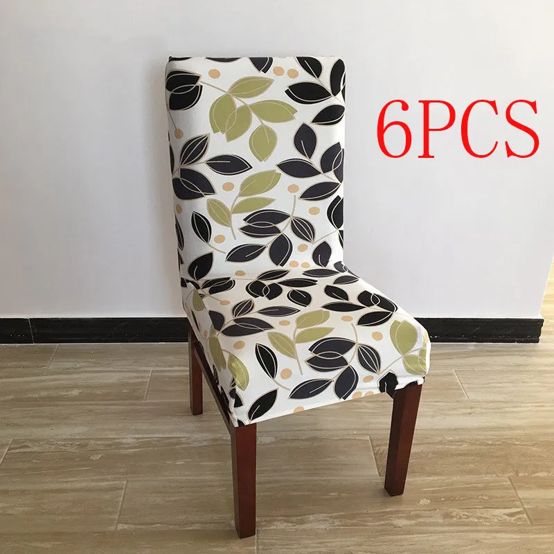 Stretch elastic chair cover on a four-legged wooden chair, showing fitted backrest and seat.