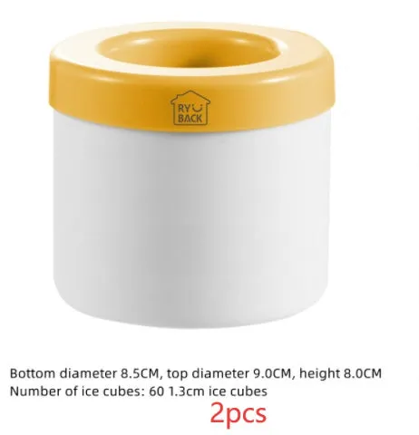 Blue-green portable 2-in-1 ice bucket and mould with lid showing 9 cm diameter and quick-freeze design