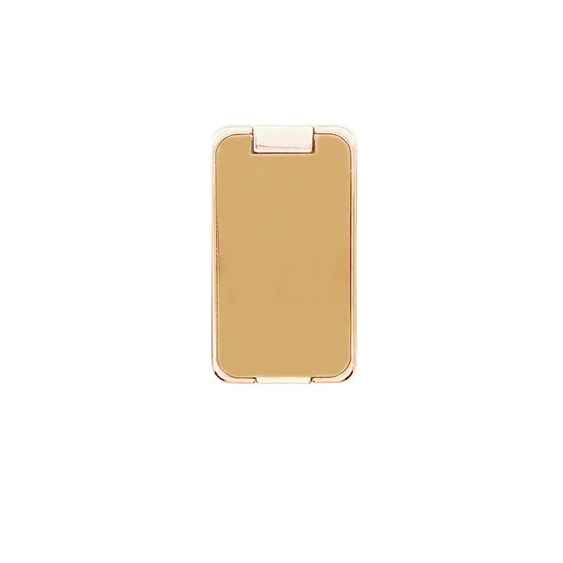 Foldable mobile phone holder with retractable ring buckle in zinc alloy, showing adjustable angle for devices